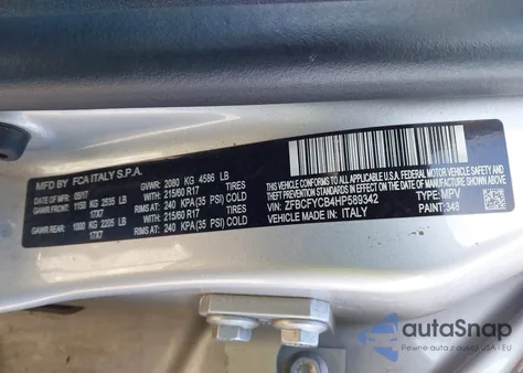 2017 Fiat 500X Trekking Awd z USA, uszkodzony, nr VIN ZFBCFYCB4HP589342